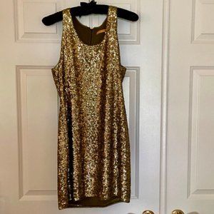 Alice and Olivia Gold Sequin Cocktail Dress